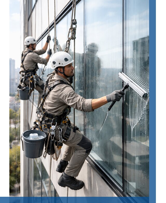 Мойка окон альпинистами в Полысаеве от 4627 р. | ВЫСОТНИК-Плс