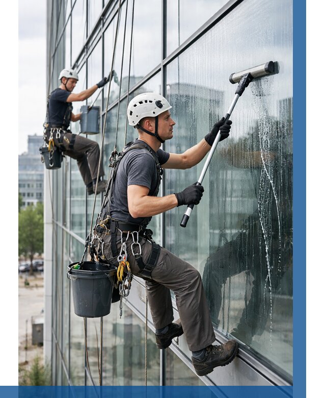 Мойка витражей альпинистами в Полысаеве от 720 р. под ключ|ВЫСОТНИК-Плс