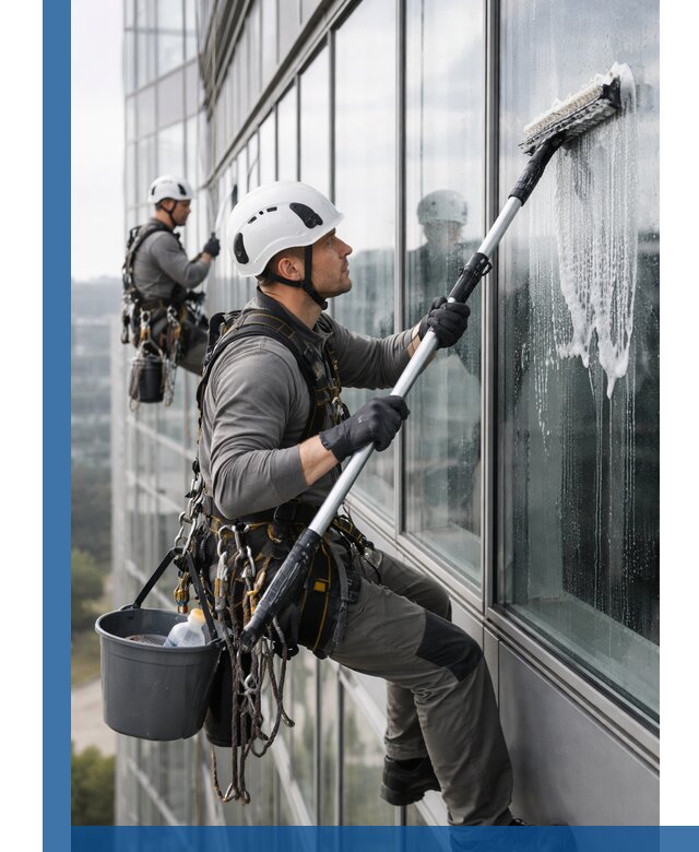 Высотная мойка сплошного остекления с выездом в Полысаеве