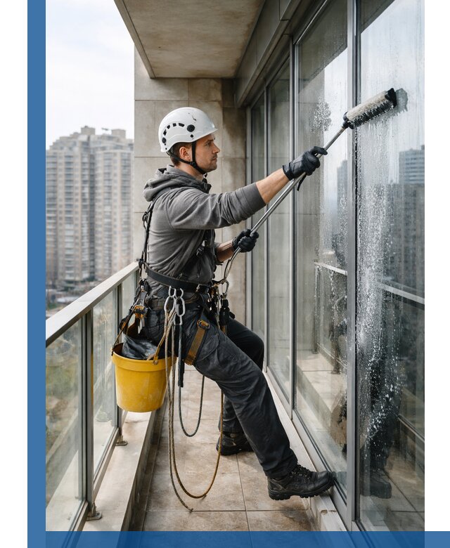 Профессиональная мойка балконного остекления в Полысаеве