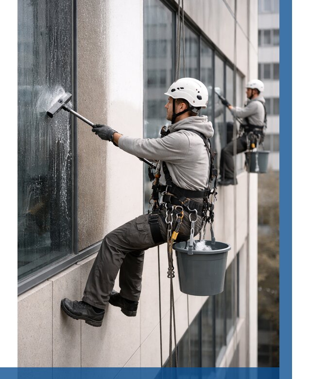 Мойка фасадов зданий в Полысаеве под ключ от 360 р. | ВЫСОТНИК-Плс