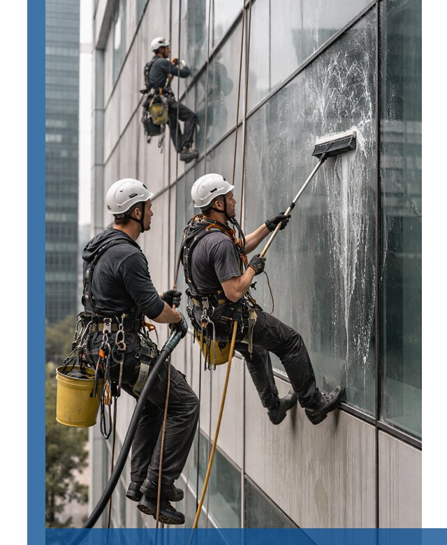 Профессиональная высотная мойка фасадов зданий в Полысаеве