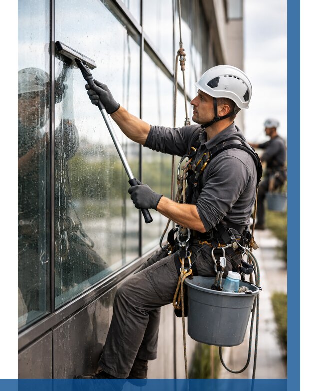 Мойка стеклянных фасадов в Полысаеве от 206 р. | ВЫСОТНИК-Плс