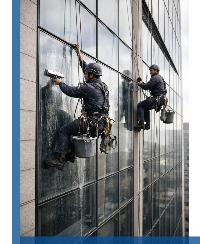 Профессиональная мойка стеклянных фасадов зданий в Полысаеве