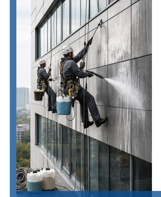 Профессиональная мойка вентилируемых фасадов в Полысаеве