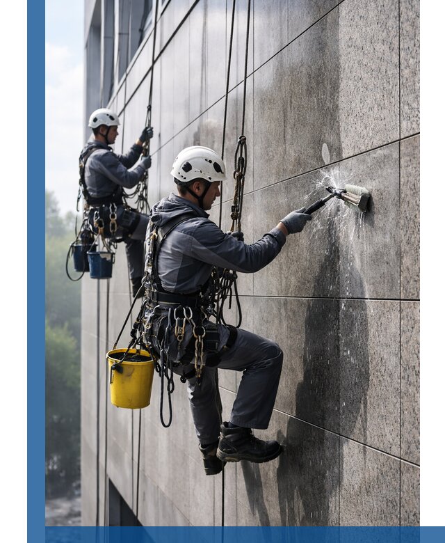 Профессиональная мойка фасада из керамогранита в Полысаеве