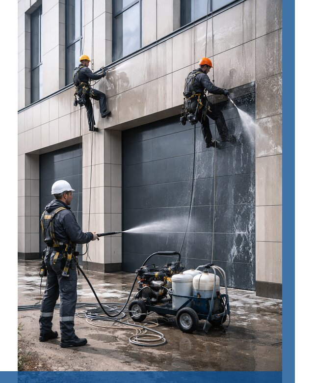 Послестроительная мойка фасада в Полысаеве от 308 р. | ВЫСОТНИК-Плс