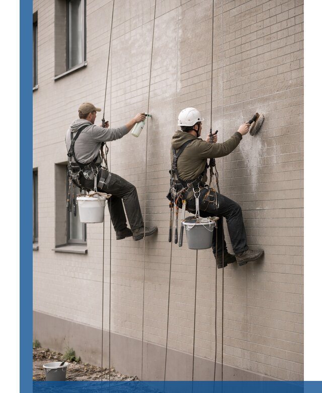 Удаление высолов с фасада зданий в Полысаеве без повреждений и следов