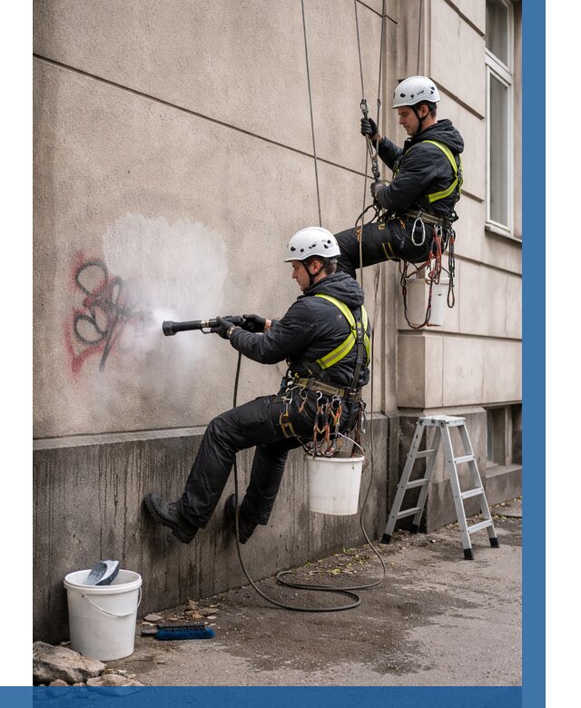 Удаление граффити с фасада в Полысаеве от 4627 р. | ВЫСОТНИК-Плс