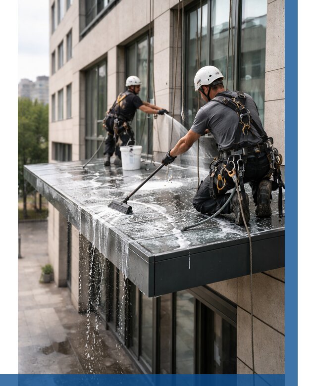 Мойка козырьков и навесов в Полысаеве от 3599 р. | ВЫСОТНИК-Плс