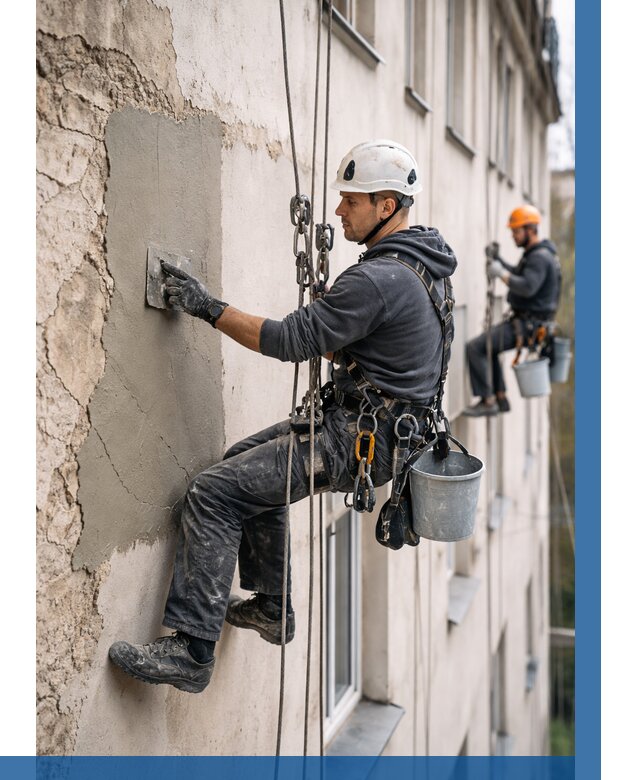 Восстановление штукатурки фасада в Полысаеве от 1234 р. | ВЫСОТНИК-Плс