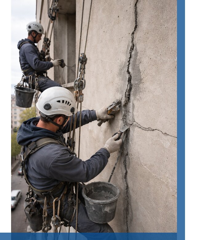 Заделка трещин на фасаде в Полысаеве от 925 р. | ВЫСОТНИК-Плс