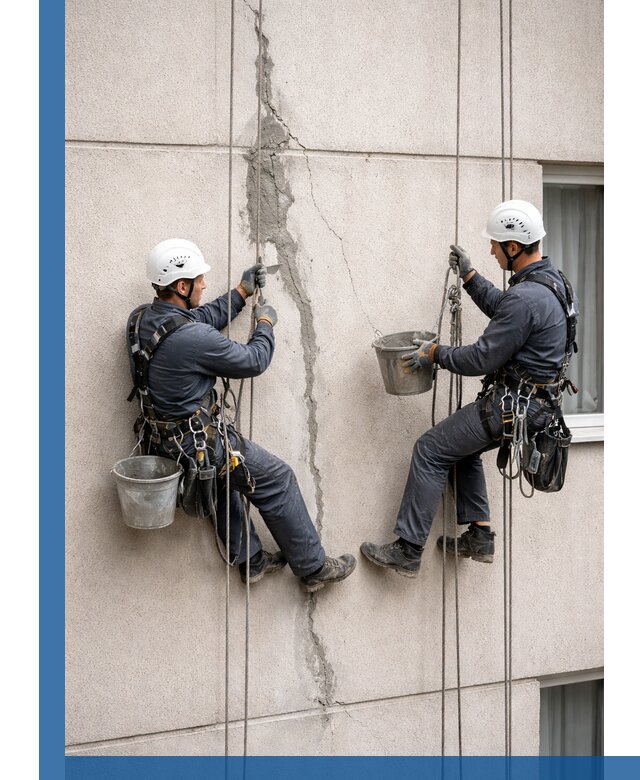 Заделка трещин на фасаде в Полысаеве с гарантийным ремонтом