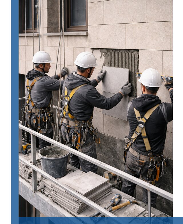 Ремонт облицовки фасада плиткой в Полысаеве с гарантией