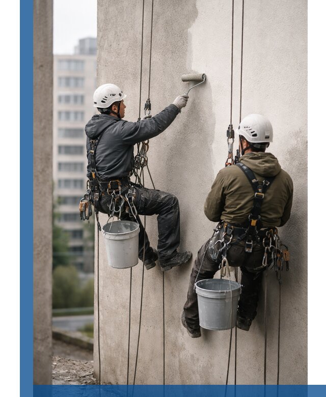 Покраска фасадов высотными альпинистами в Полысаеве с гарантией