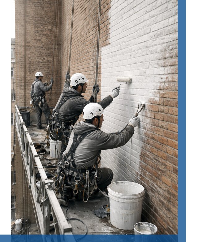 Покраска кирпичного фасада в Полысаеве от 360 р. | ВЫСОТНИК-Плс