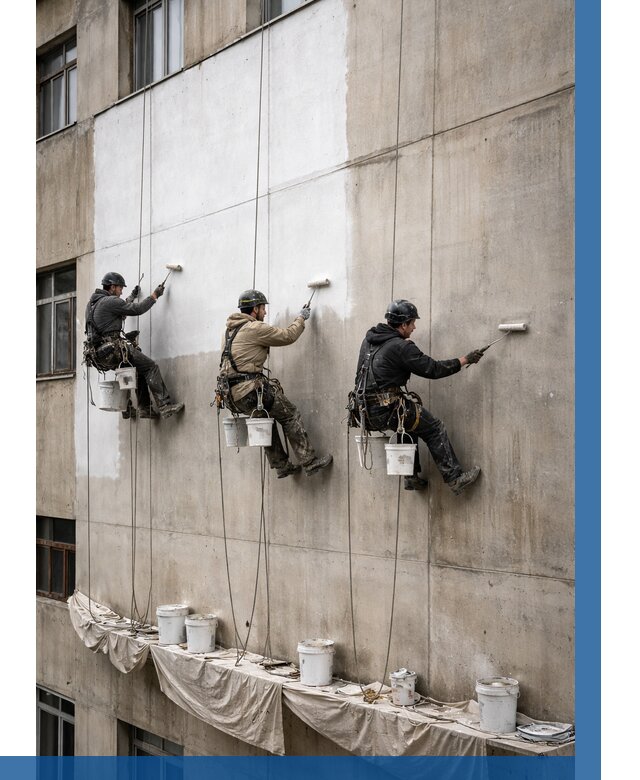 Покраска бетонного фасада в Полысаеве от 360 р за м2 | ВЫСОТНИК-Плс