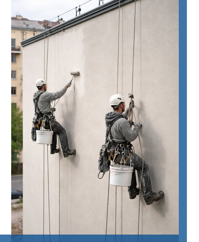 Покраска оштукатуренного фасада в Полысаеве от 329 р. | ВЫСОТНИК-Плс