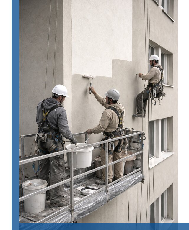 Покраска оштукатуренного фасада в Полысаеве под ключ с гарантией