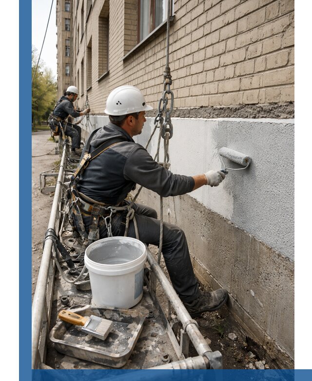 Окраска цоколя здания в Полысаеве профессионально и надежно