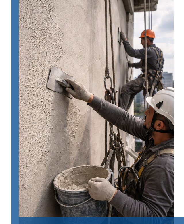 Декоративная штукатурка фасада с утеплением и защитой в Полысаеве