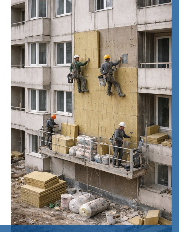 Утепление фасада минватой в Полысаеве от 1542 р. | ВЫСОТНИК-Плс