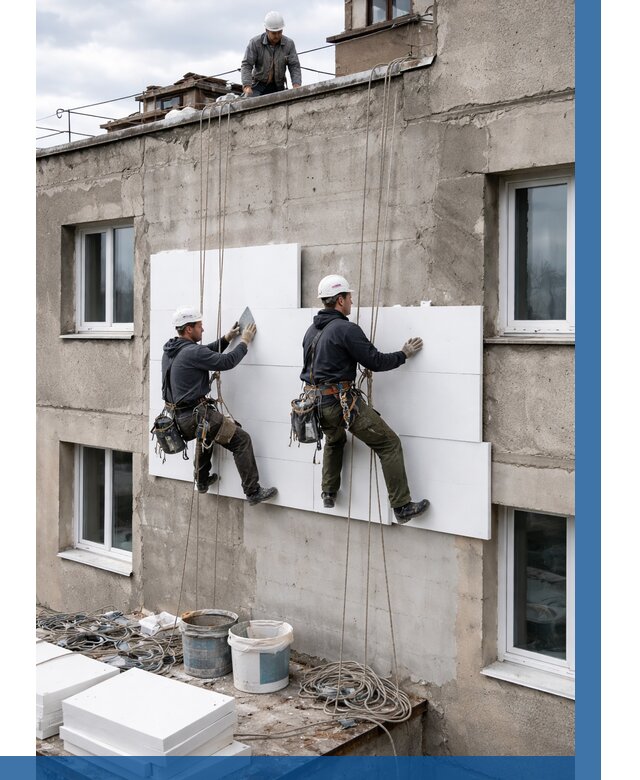 Утепление фасада пенополистиролом в Полысаеве от 1851 р. | ВЫСОТНИК-Плс