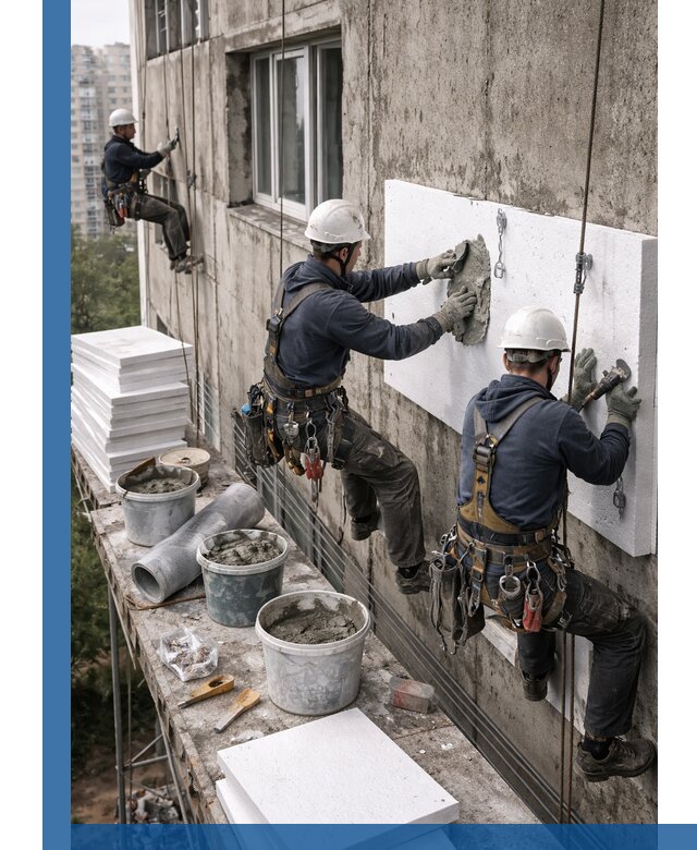 Утепление фасада пенополистиролом в Полысаеве под ключ