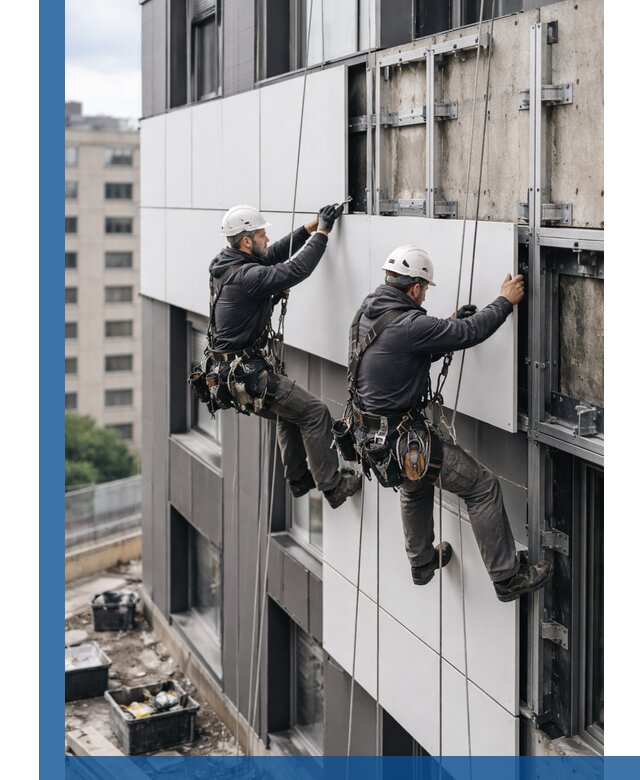 Монтаж композитных панелей фасада в Полысаеве под ключ
