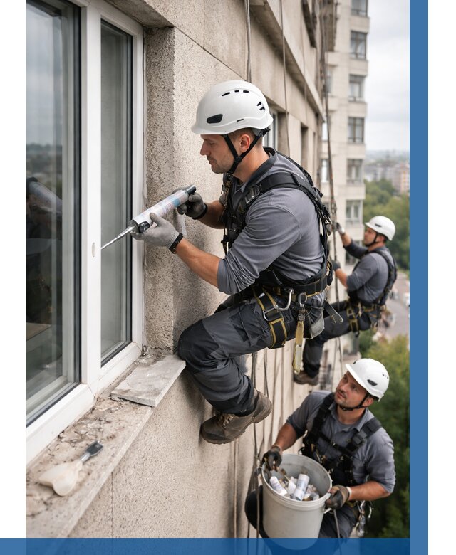 Герметизация оконных швов снаружи в Полысаеве от 1542 р. | ВЫСОТНИК-Плс
