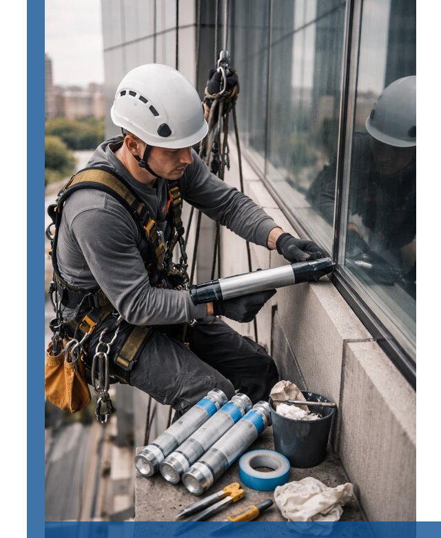 Герметизация стыков витража в Полысаеве для герметичных фасадов