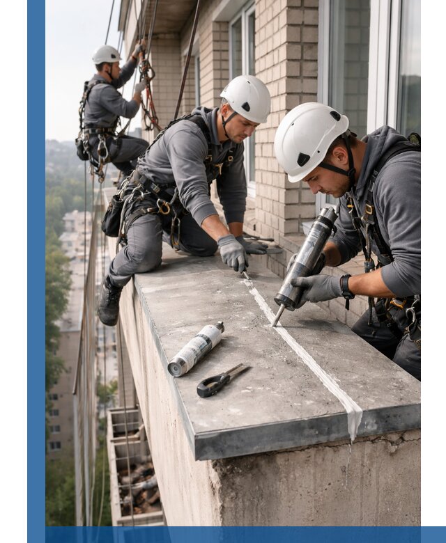 Герметизация балконного козырька в Полысаеве профессионально