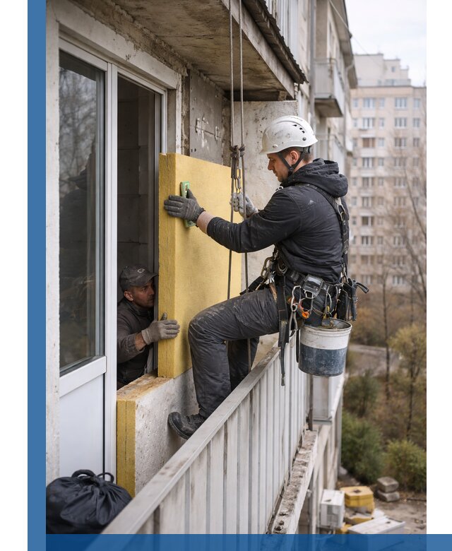 Профессиональное утепление балкона снаружи в Полысаеве под ключ