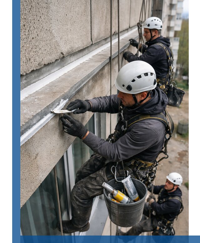 Герметизация примыкания балкона в Полысаеве под ключ с гарантией