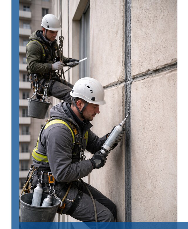 Герметизация деформационных швов фасада в Полысаеве качественно