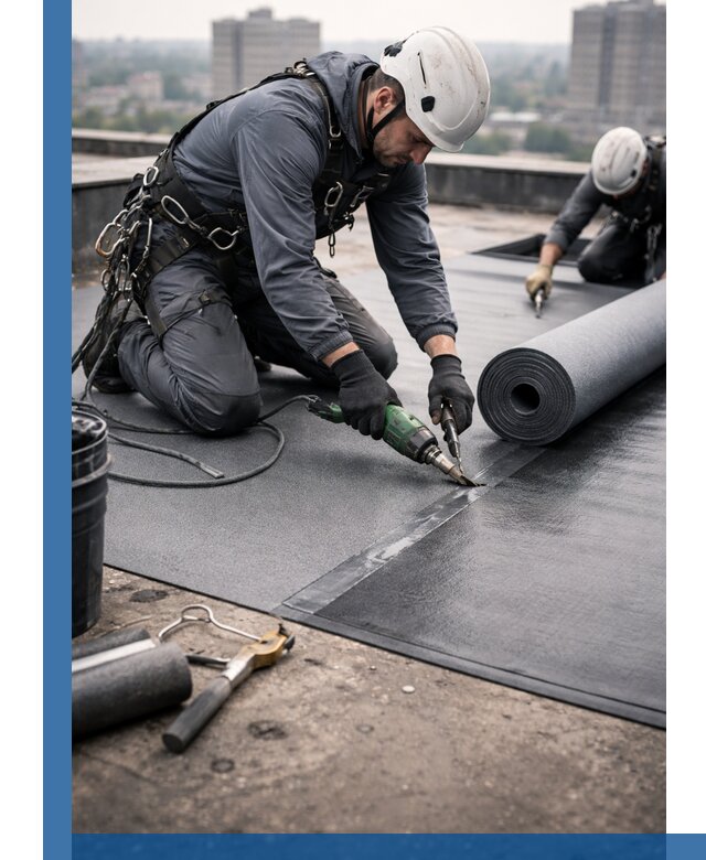 Ремонт мягкой кровли в Полысаеве с выездом промальпинистов