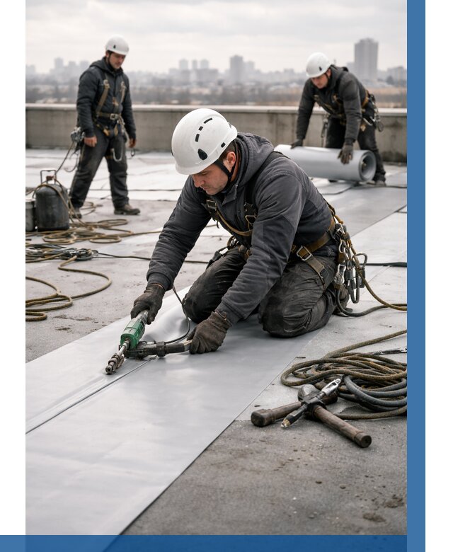 Ремонт мембранной кровли в Полысаеве от 1851 р./м2 | ВЫСОТНИК-Плс