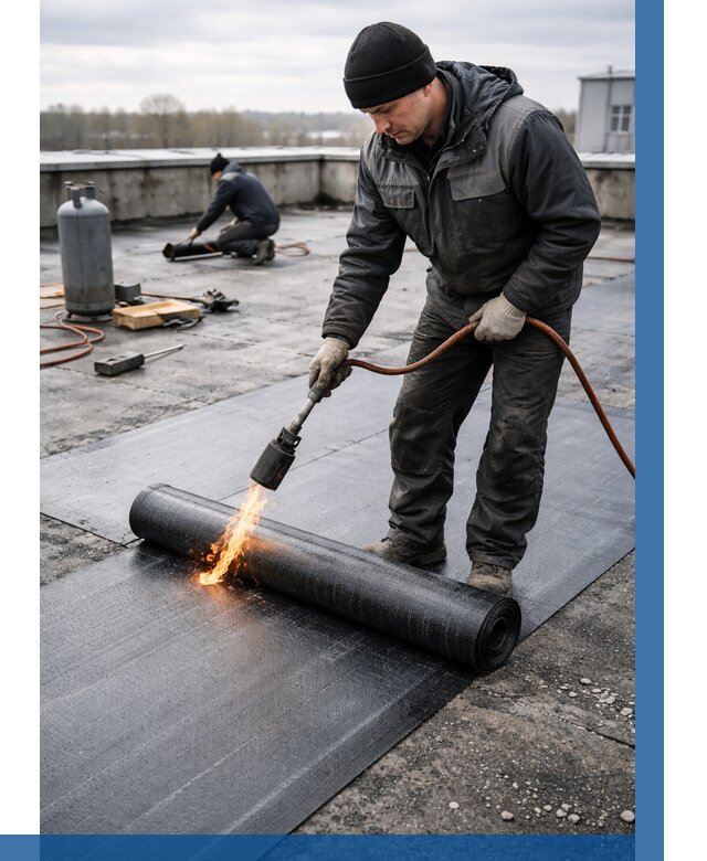 Ремонт наплавляемой кровли в Полысаеве от 720 р. | ВЫСОТНИК-Плс