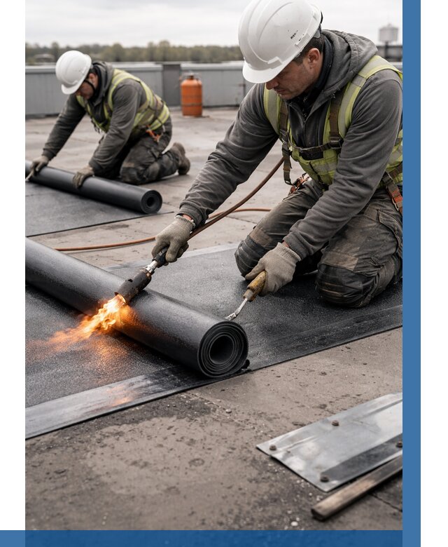 Монтаж наплавляемой кровли в Полысаеве от 874 р. — ВЫСОТНИК-Плс