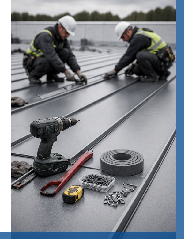 Монтаж фальцевой кровли в Полысаеве от 1851 р. | ВЫСОТНИК-Плс