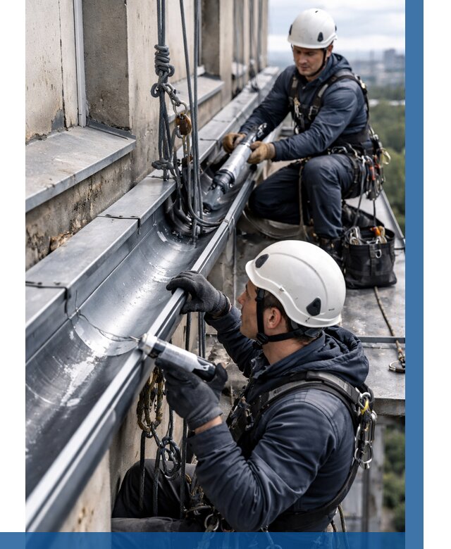 Ремонт водосточных желобов в Полысаеве от 6684 р. | ВЫСОТНИК-Плс