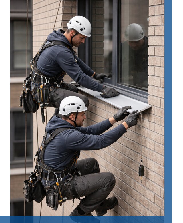 Монтаж оконных отливов под ключ в Полысаеве от 3599 р. | ВЫСОТНИК-Плс