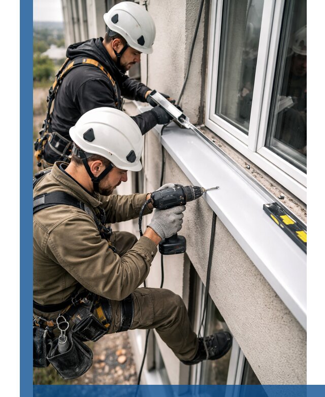Профессиональный монтаж оконных отливов и отведения воды в Полысаеве