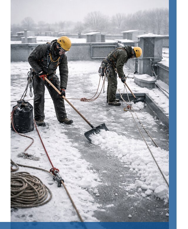 Очистка крыши от снега в Полысаеве от 7712 р. | ВЫСОТНИК-Плс