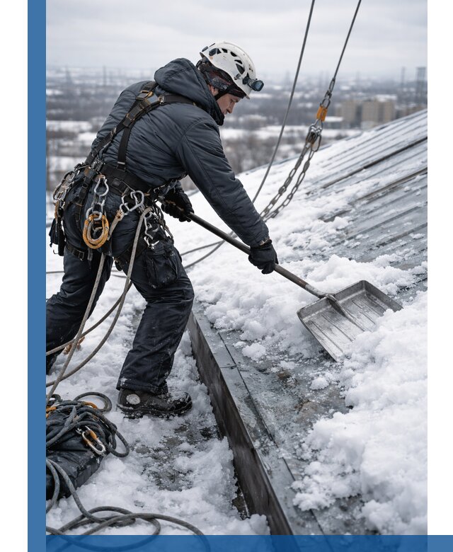 Профессиональная очистка кровли от снега и наледи в Полысаеве