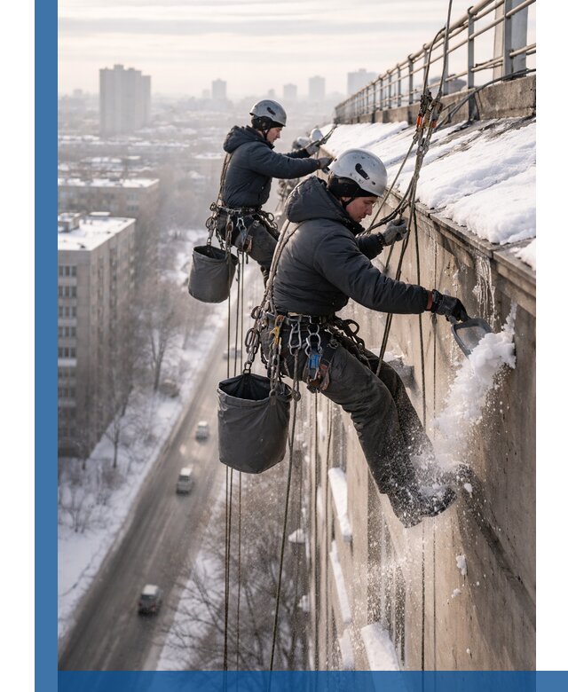 Очистка карнизов от снега в Полысаеве профессионально и безопасно