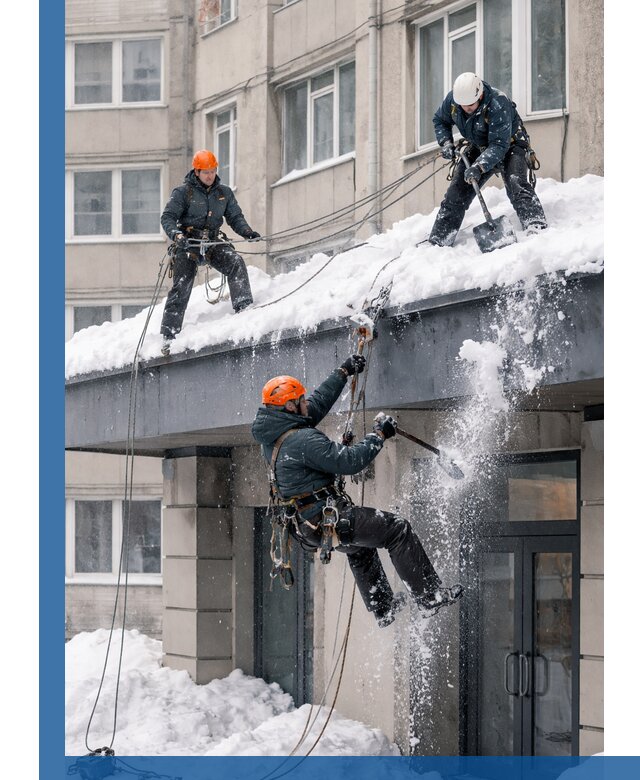 Безопасная очистка навесов от снега в Полысаеве круглогодично