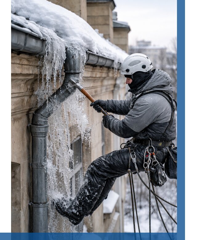 Очистка водостоков от льда в Полысаеве от 3599 р. | ВЫСОТНИК-Плс