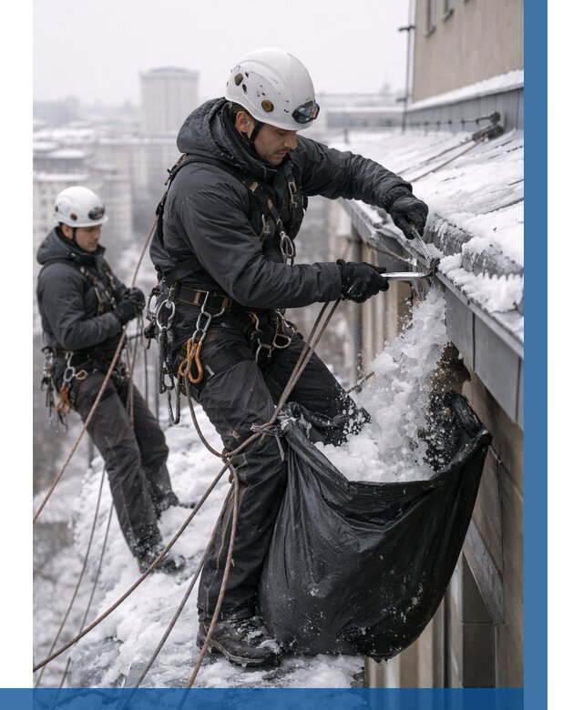 Аварийная очистка крыши в Полысаеве под ключ от 308 р. | ВЫСОТНИК-Плс