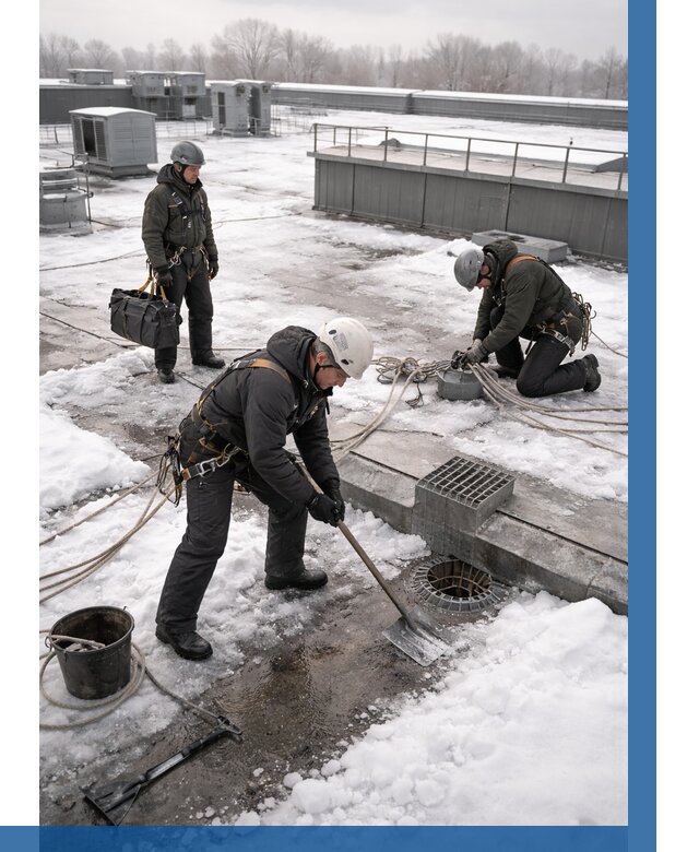 Абонентское обслуживание кровли зимой в Полысаеве от 8226 р. | ВЫСОТНИК-Плс